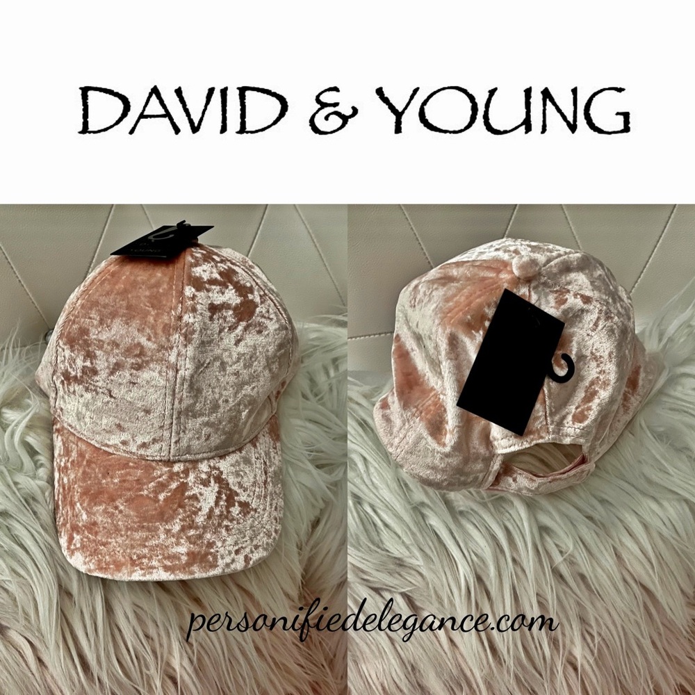 NEW David & Young Pink Velvet Adjustable Fashion Baseball Cap